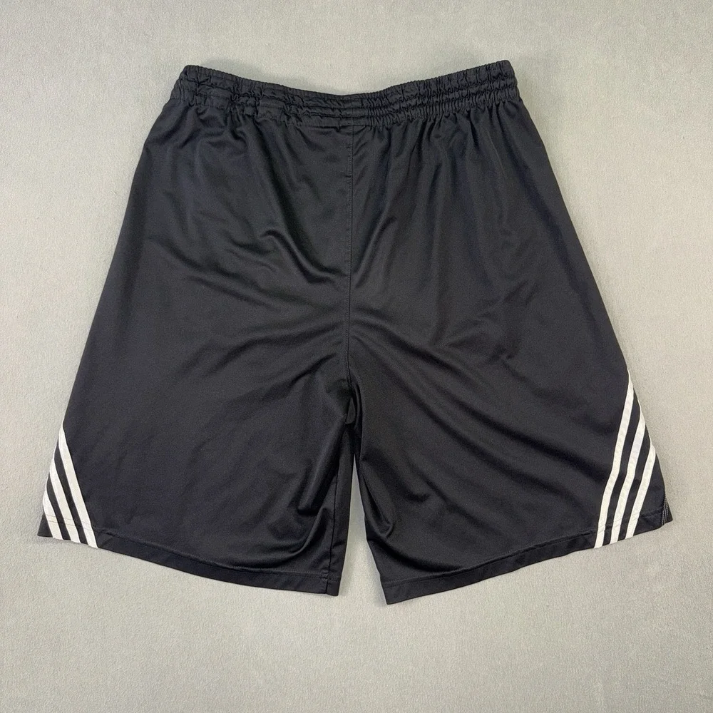 Men's Adidas Athletic Basketball Gym Shorts Black White Striped Size L